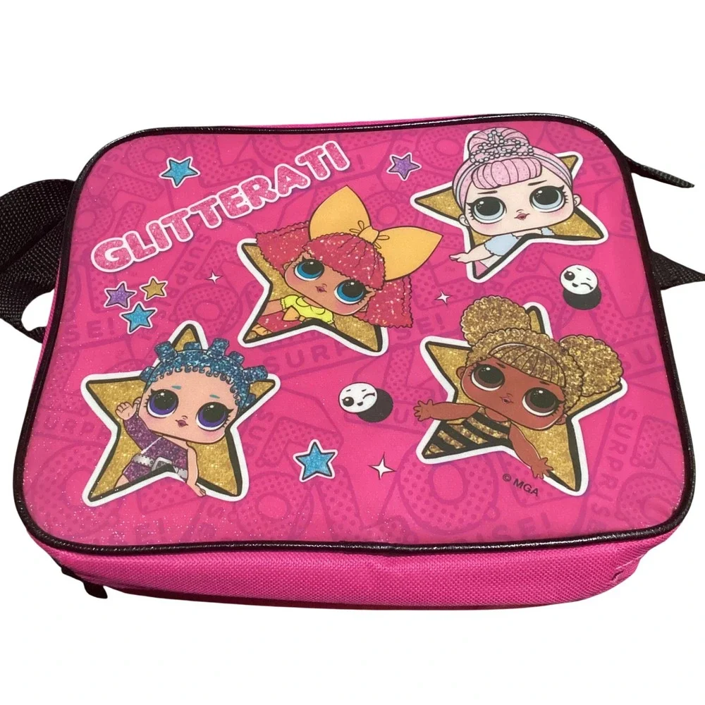 LOL Surprise Glitterati Lunch Box Kids Pink Insulated 5 dolls + accessories lot